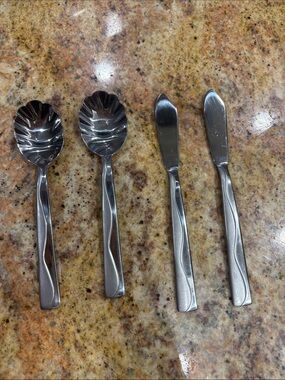 Cuisinart Riverside Stainless Steel Silver Butter Knives Knife Sugar Spoons